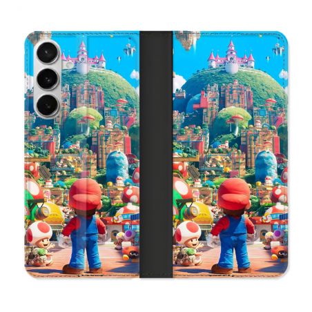 Housse cuir portefeuille Pour Samsung Galaxy S26 Nintendo World