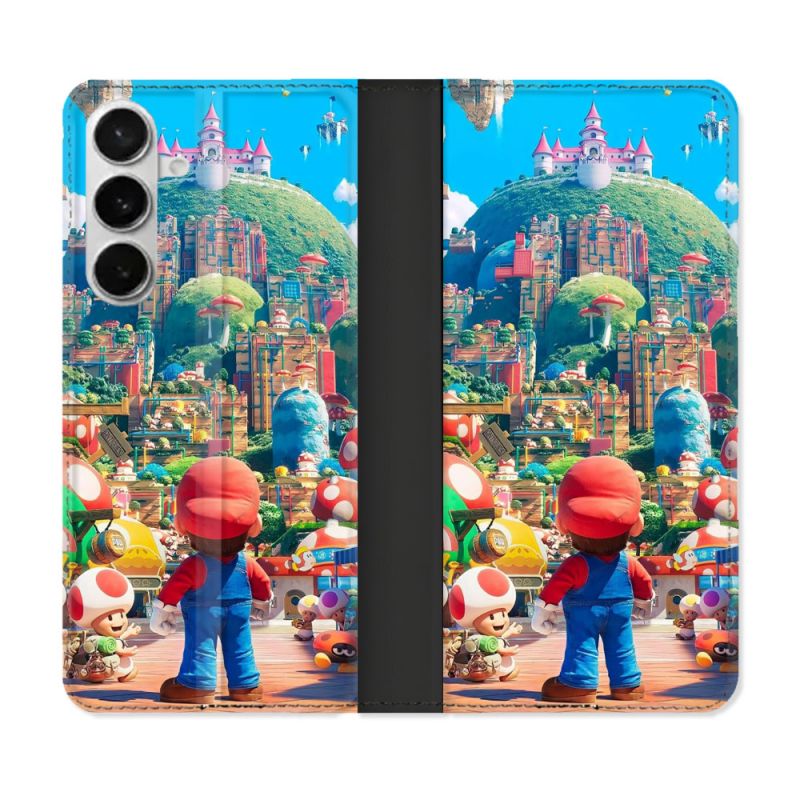 Housse cuir portefeuille Pour Samsung Galaxy S26 Nintendo World