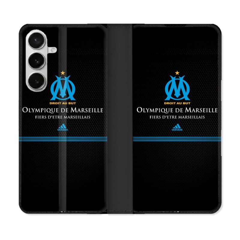 Housse cuir portefeuille Pour Samsung Galaxy S26 Olympique Marseille OM Fier etre Marseillais