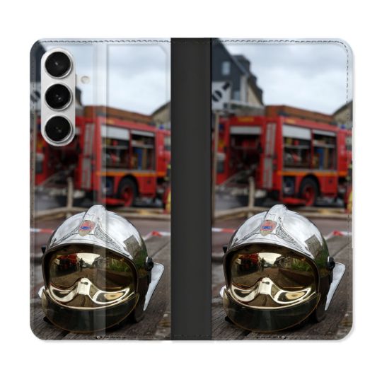 Housse cuir portefeuille Pour Samsung Galaxy S26 Pompier Casque Camion