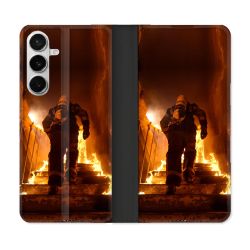 Housse cuir portefeuille Pour Samsung Galaxy S26 Pompier Escalier