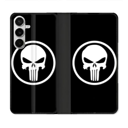 Housse cuir portefeuille Pour Samsung Galaxy S26 Punisher