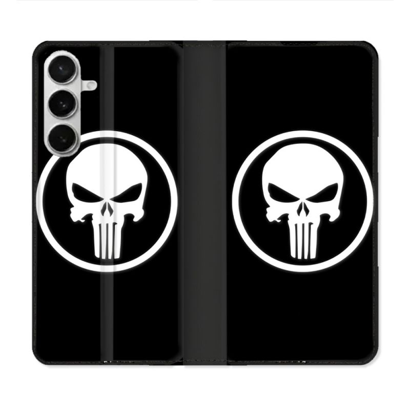Housse cuir portefeuille Pour Samsung Galaxy S26 Punisher