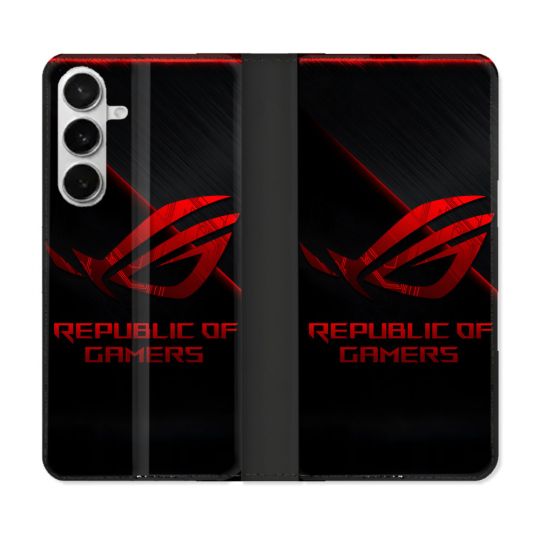 Housse cuir portefeuille Pour Samsung Galaxy S26 ROG Rouge