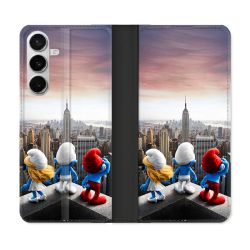 Housse cuir portefeuille Pour Samsung Galaxy S26 Schtroumpfs New York
