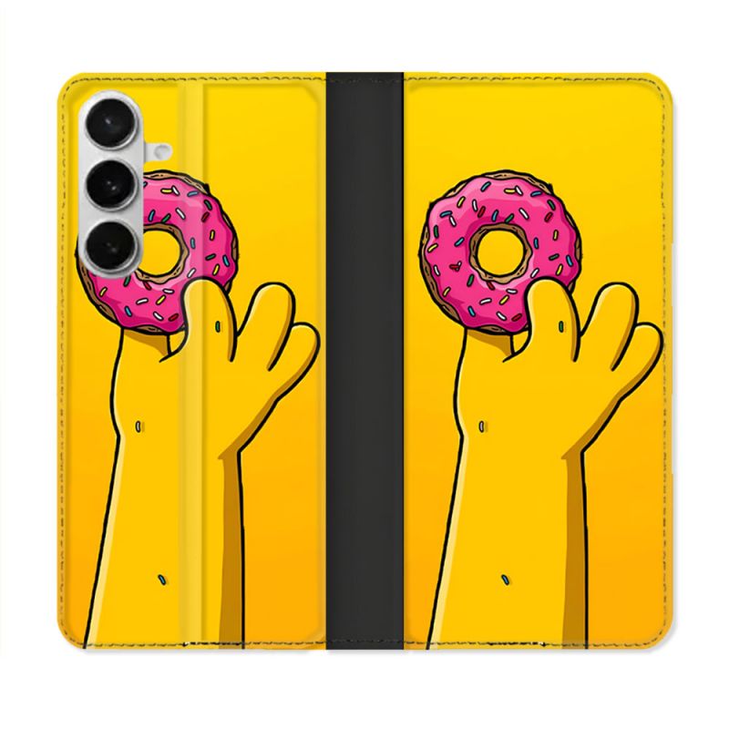 Housse cuir portefeuille Pour Samsung Galaxy S26 Simpson Donuts