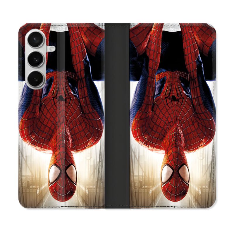 Housse cuir portefeuille Pour Samsung Galaxy S26 Spiderman Invers