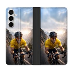 Housse cuir portefeuille Pour Samsung Galaxy S26 Sport Cyclisme Maillot Jaune