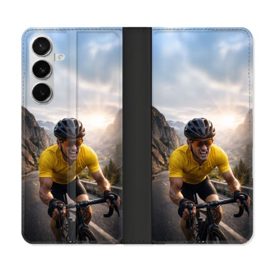 Housse cuir portefeuille Pour Samsung Galaxy S26 Sport Cyclisme Maillot Jaune
