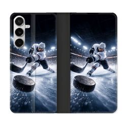 Housse cuir portefeuille Pour Samsung Galaxy S26 Sport Hockey sur Glace