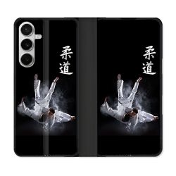 Housse cuir portefeuille Pour Samsung Galaxy S26 Sport Judo Noir