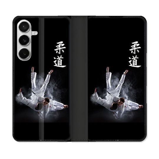 Housse cuir portefeuille Pour Samsung Galaxy S26 Sport Judo Noir