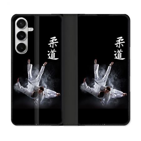 Housse cuir portefeuille Pour Samsung Galaxy S26 Sport Judo Noir