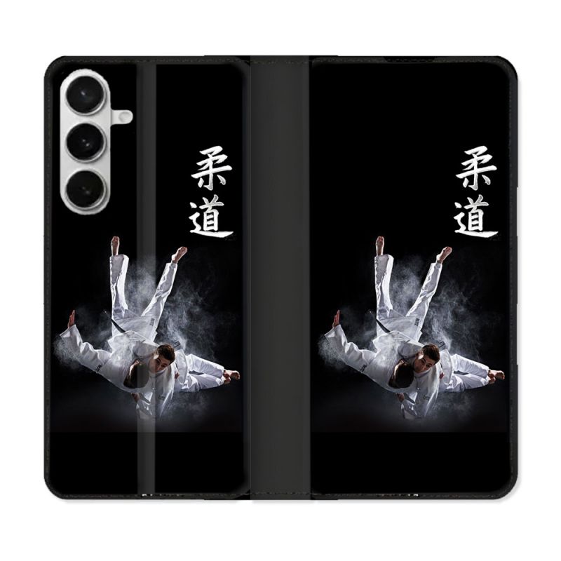 Housse cuir portefeuille Pour Samsung Galaxy S26 Sport Judo Noir