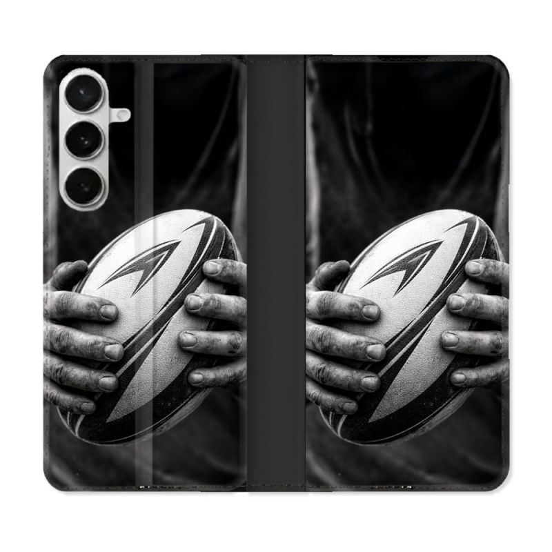 Housse cuir portefeuille Pour Samsung Galaxy S26 Sport Rugby Ballon Moderne