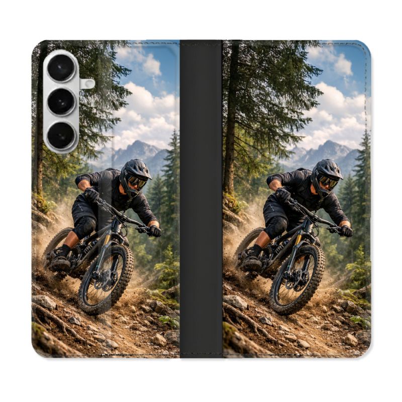 Housse cuir portefeuille Pour Samsung Galaxy S26 Sport VTT Montagne