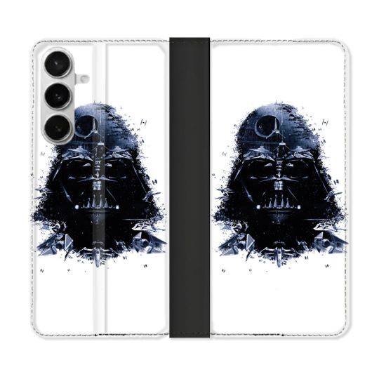 Housse cuir portefeuille Pour Samsung Galaxy S26 Star Wars - Dark Vador Blanc