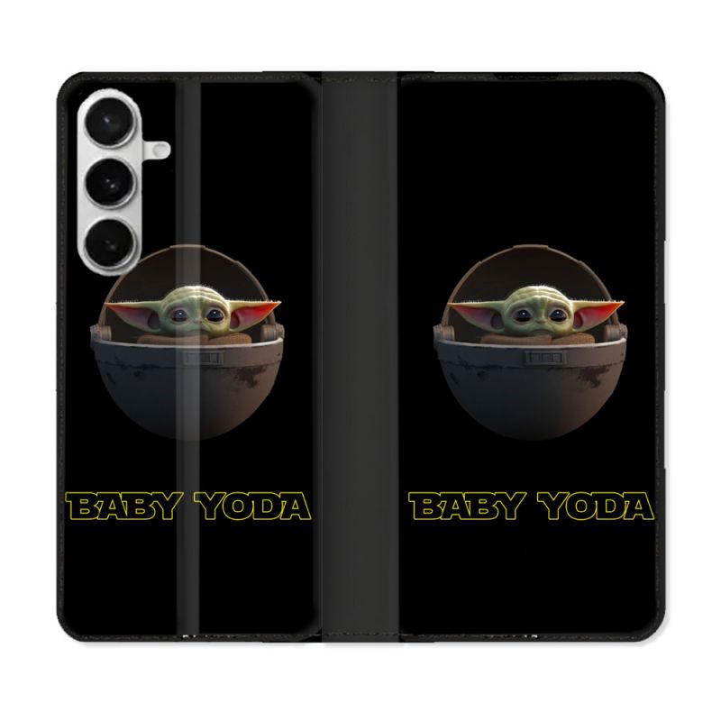 Housse cuir portefeuille Pour Samsung Galaxy S26 Star Wars - Yoda bebe noir
