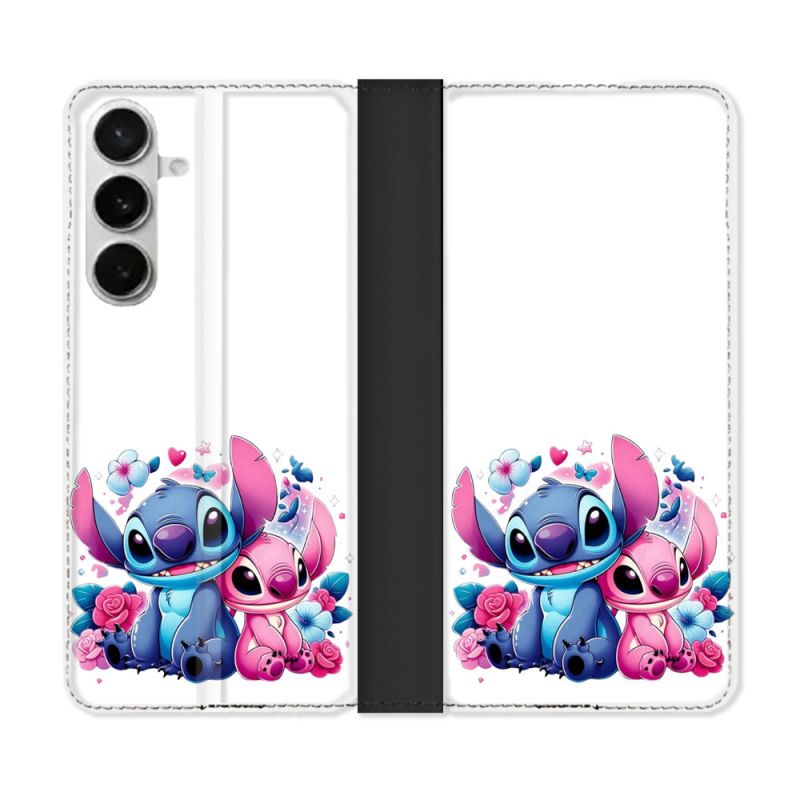 Housse cuir portefeuille Pour Samsung Galaxy S26 Stitch Love