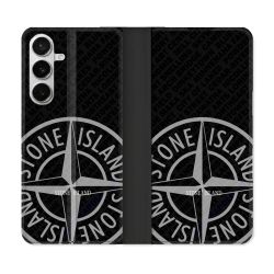 Housse cuir portefeuille Pour Samsung Galaxy S26 Stone Island Gris