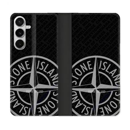 Housse cuir portefeuille Pour Samsung Galaxy S26 Stone Island Gris