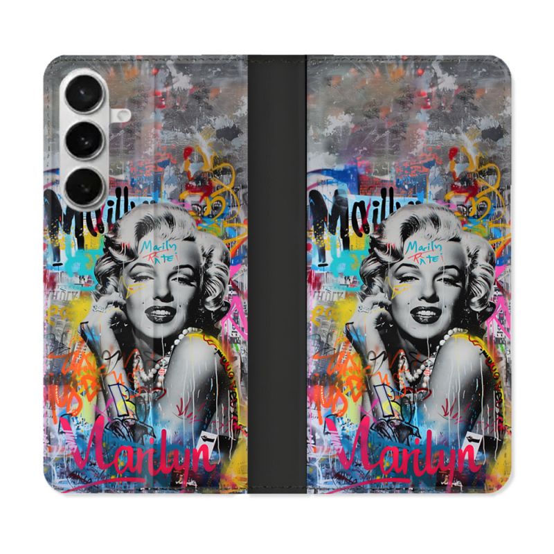 Housse cuir portefeuille Pour Samsung Galaxy S26 Street Art Maryline Monroe