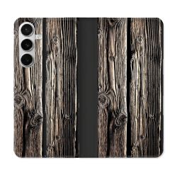 Housse cuir portefeuille Pour Samsung Galaxy S26 Texture Bois