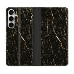 Housse cuir portefeuille Pour Samsung Galaxy S26 Texture Marbre Noir