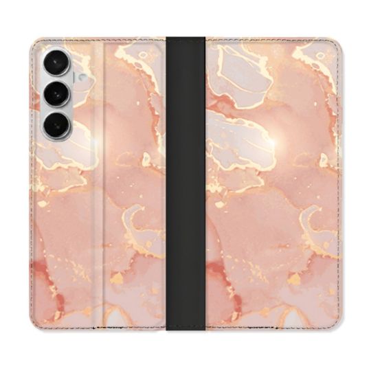 Housse cuir portefeuille Pour Samsung Galaxy S26 Texture Marbre Rose