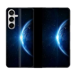 Housse cuir portefeuille Pour Samsung Galaxy S26 Univers Planete Terre