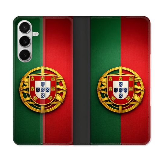 Housse cuir portefeuille Pour Samsung Galaxy S26 Voyage Drapeau Portugal