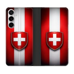 Housse cuir portefeuille Pour Samsung Galaxy S26 Voyage Drapeau Suisse