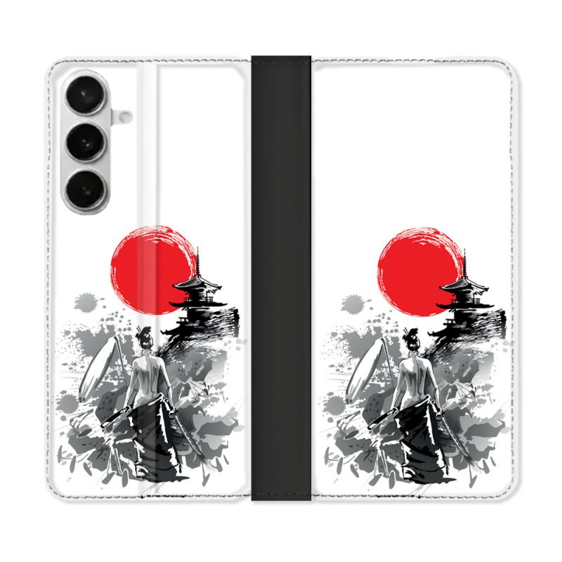 Housse cuir portefeuille Pour Samsung Galaxy S26 Voyage Japon Femme