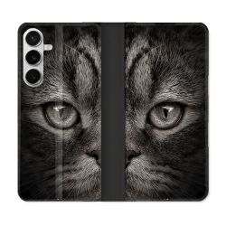 Housse cuir portefeuille Pour Samsung Galaxy S26 Plus Animal Chat Gris