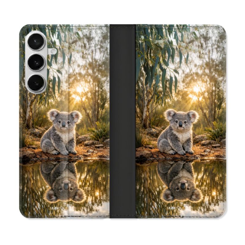 Housse cuir portefeuille Pour Samsung Galaxy S26 Plus Animal Koala Reflet