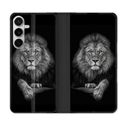 Housse cuir portefeuille Pour Samsung Galaxy S26 Plus Animal Lion Majestueux