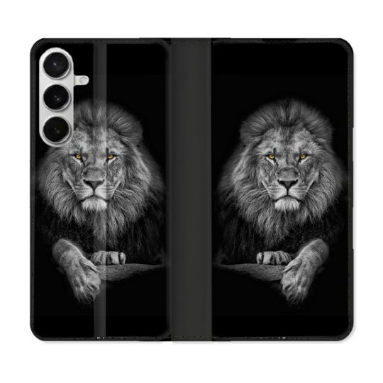 Housse cuir portefeuille Pour Samsung Galaxy S26 Plus Animal Lion Majestueux