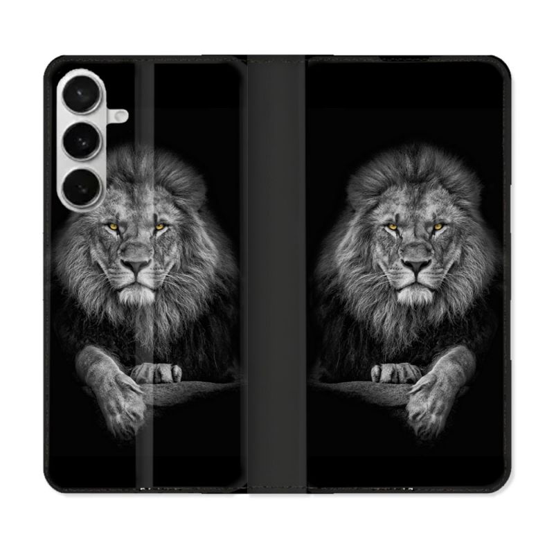 Housse cuir portefeuille Pour Samsung Galaxy S26 Plus Animal Lion Majestueux