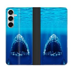 Housse cuir portefeuille Pour Samsung Galaxy S26 Plus Animal Requin Dent