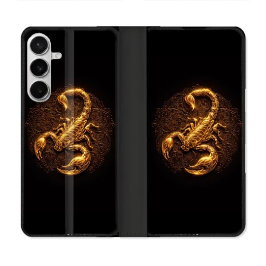 Housse cuir portefeuille Pour Samsung Galaxy S26 Plus Animal Scorpion Fresque 2026