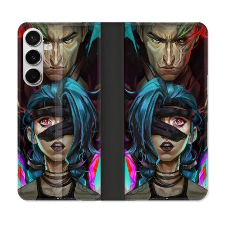 Housse cuir portefeuille Pour Samsung Galaxy S26 Plus Arcane Jinx Bleu