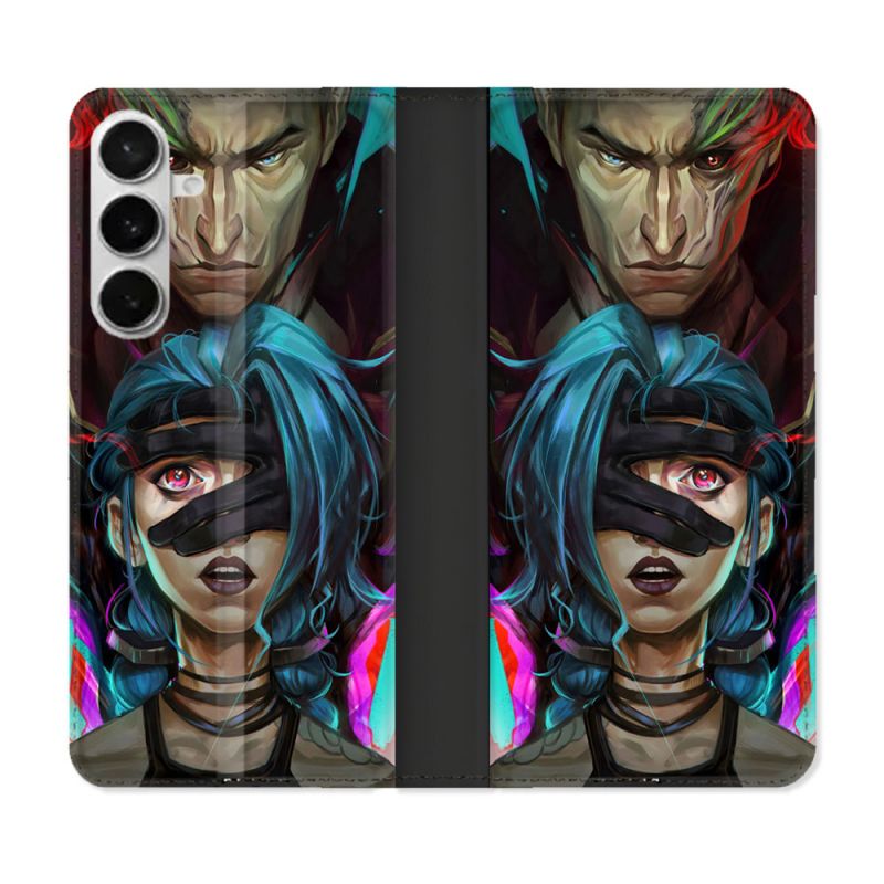 Housse cuir portefeuille Pour Samsung Galaxy S26 Plus Arcane Jinx Bleu