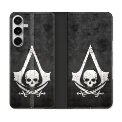 Housse cuir portefeuille Pour Samsung Galaxy S26 Plus Assassin Creed Tete Mort