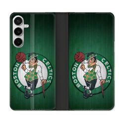 Housse cuir portefeuille Pour Samsung Galaxy S26 Plus Basket Boston Celtics