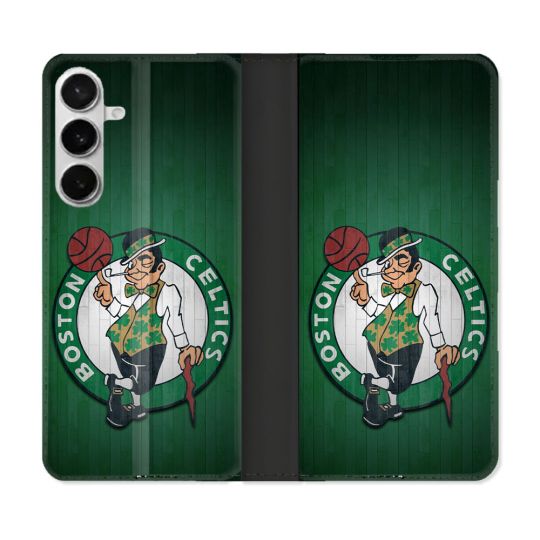 Housse cuir portefeuille Pour Samsung Galaxy S26 Plus Basket Boston Celtics