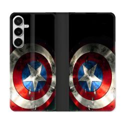 Housse cuir portefeuille Pour Samsung Galaxy S26 Plus Captain America Bouclier