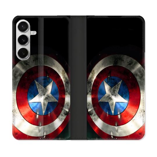 Housse cuir portefeuille Pour Samsung Galaxy S26 Plus Captain America Bouclier