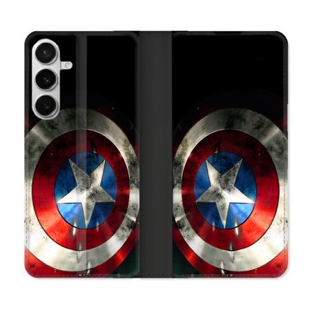 Housse cuir portefeuille Pour Samsung Galaxy S26 Plus Captain America Bouclier