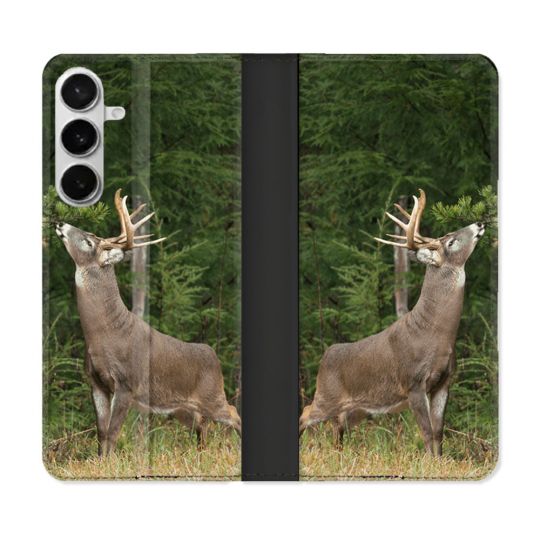 Housse cuir portefeuille Pour Samsung Galaxy S26 Plus Chasse Cerf