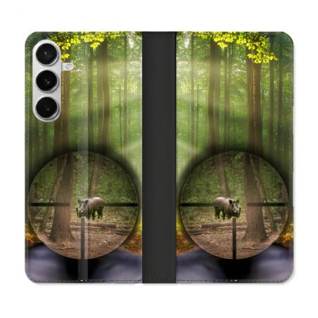 Housse cuir portefeuille Pour Samsung Galaxy S26 Plus Chasse Sanglier Viseur